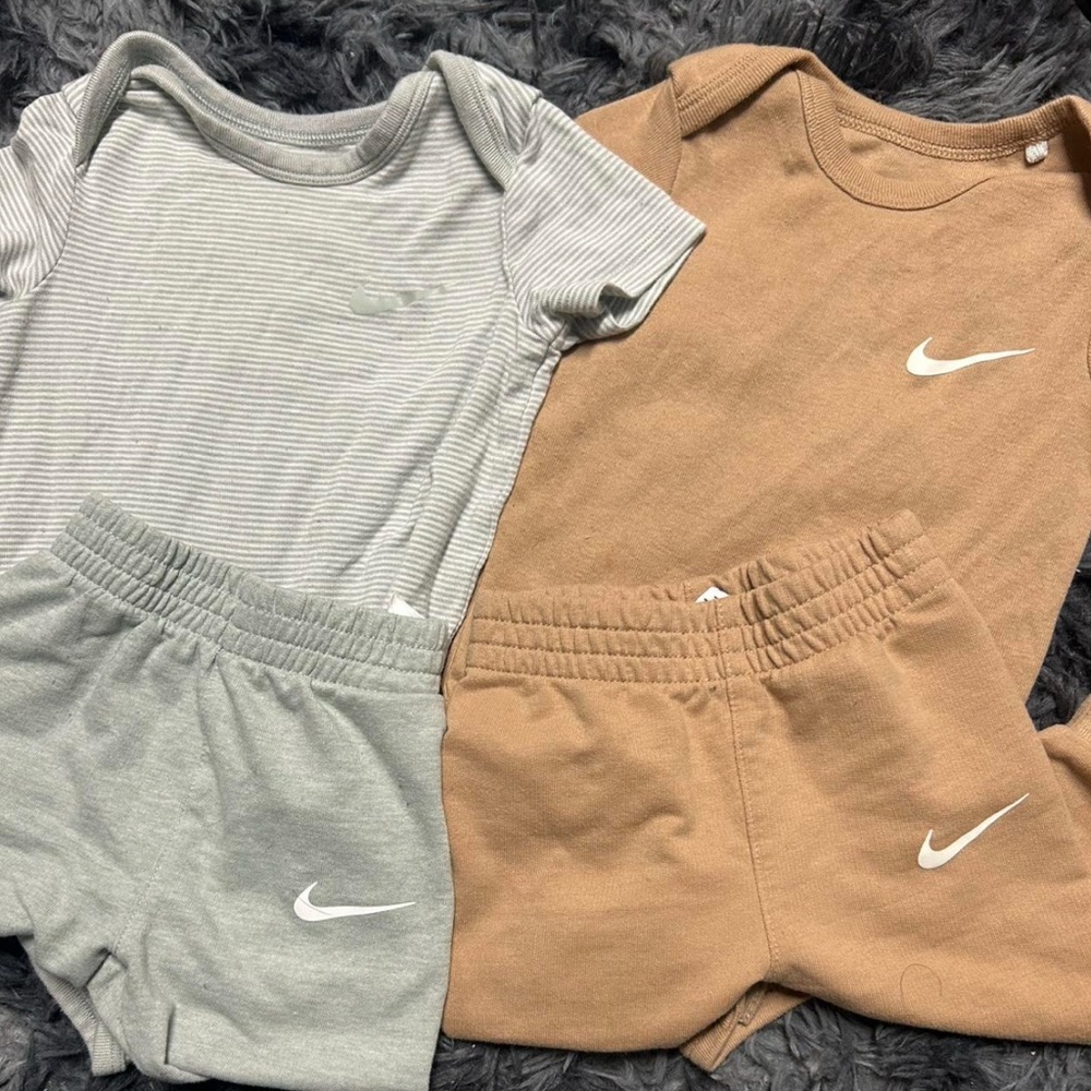 Nike Gray and Tan Baby Outfit Set